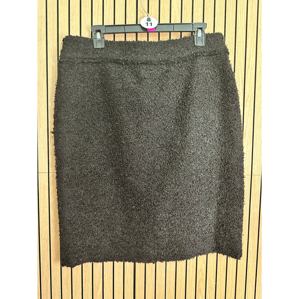 011 Karl Lagerfeld Paris Black Boucle Tweed Pencil Skirt (Size 12, EUC)